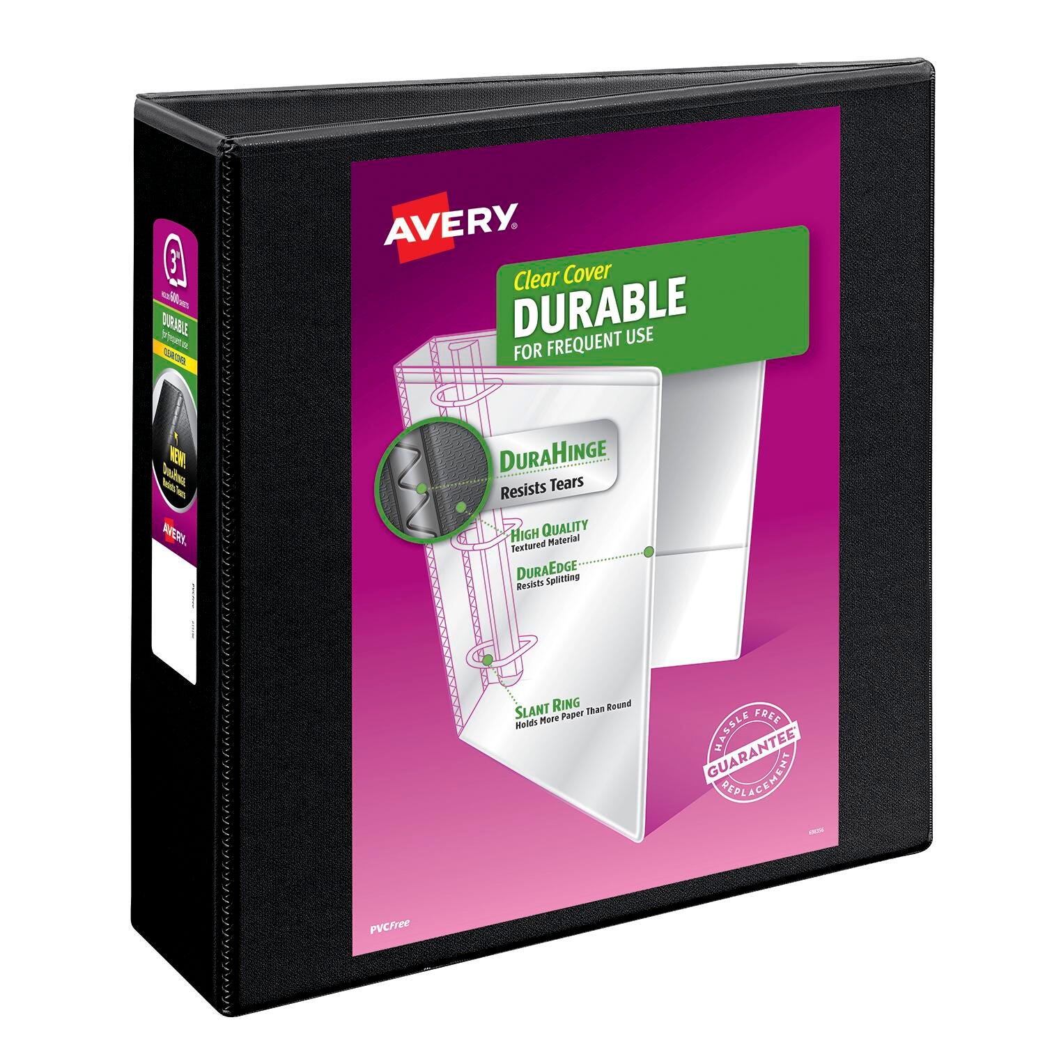 Avery Durable View Binder with Slant Ring, 3 Inch, Black 1396556