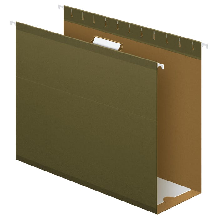 Pendaflex Extra Capacity Reinforced Hanging File Folder, 1/5 Cut Tabs, Letter Size, 4 Inch Expansion, Green, Pack of 25