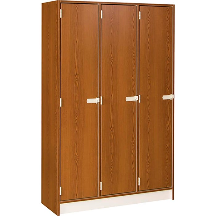 Stevens I.D. Systems Triple Door Locker with Upper and Lower Shelves, 45 x 18 x 72 Inches