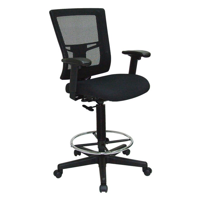 Lorell Breathable Mesh Drafting Stools, 27 x 25 x 48 Inches, Black