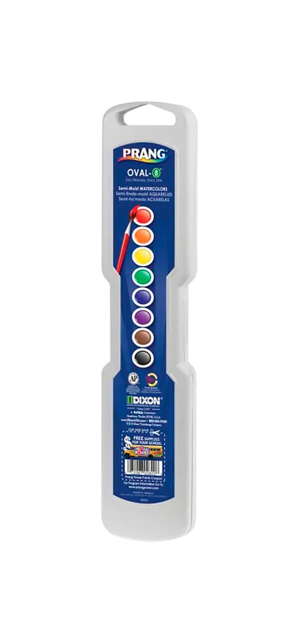 Prang Semi-Moist Watercolor Paints, Plastic Oval Pan, 8 Assorted Colors, Item Number 001233