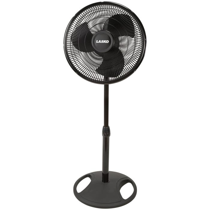 Lasko Adjustable Oscillating Pedestal Fan, 16 Inch, 3-Speed, Black