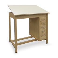 Hann Manufacturing Drawing Table with Adjustable Top & Locking Storage, 42 x 30 x 39 Inches