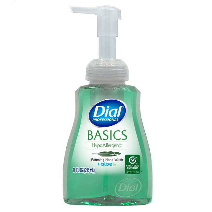 Dial Basics Hypoallergenic Foaming Hand Soap, 10 Ounces, Aloe Vera Fresh Scent, Case of 8