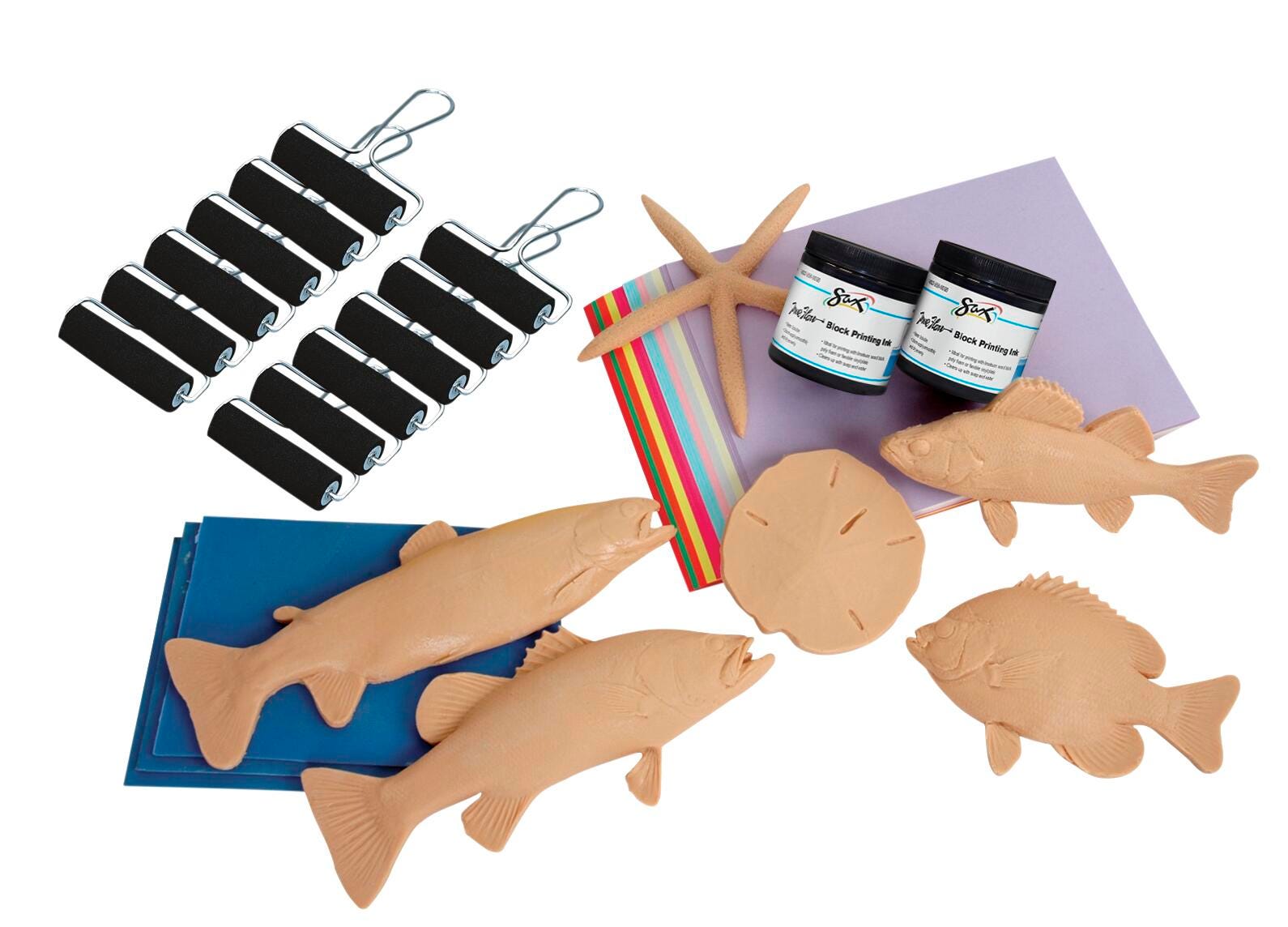 Image for Sax Gyotaku Fish Print Classroom Pack, Assorted Sizes, 223 Pieces from School Specialty