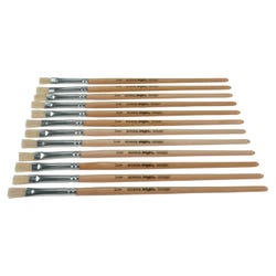 Image for School Smart White Bristle Paint Brushes, Short Handle, 1/4 Inch, Set of 12 from School Specialty