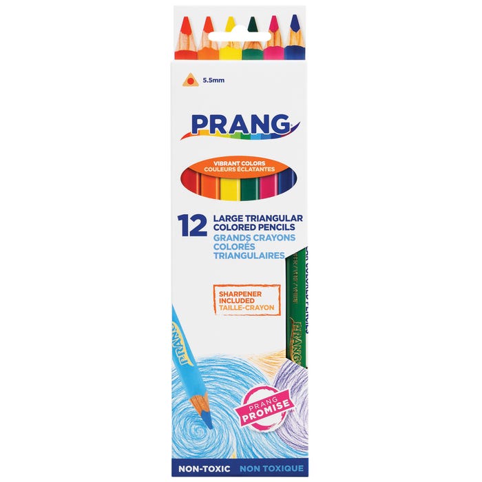 Prang Large Triangular Colored Pencils, Assorted Colors, Set of 12