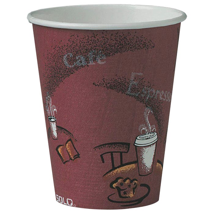 Solo Cup Bistro Design Disposable Paper Cups -- Hot Cups, Paper, Poly Lined Inside, 8oz, 50/PK, MI