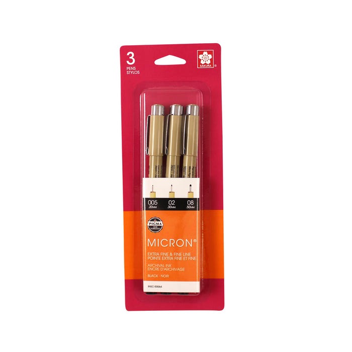 Sakura Pigma Micron Pens, Black, Pack of 3