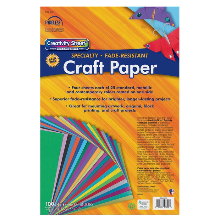 Fadeless Designer Art Paper, 12 x 18 Inches, Assorted Colors, 100 Sheets