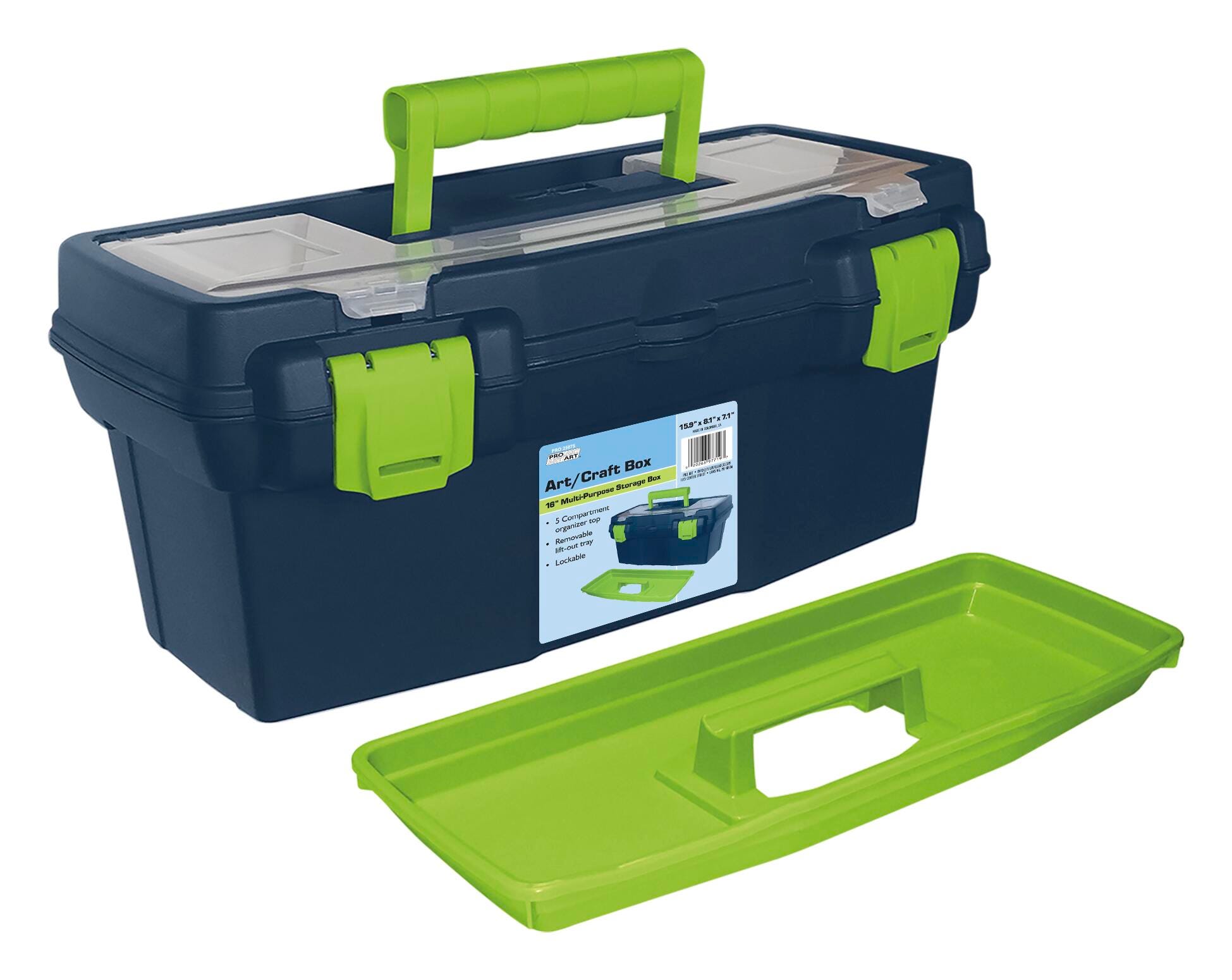 Image for Artist Select Storage Box with Organizer Top, 16 Inches, Blue/Green from School Specialty