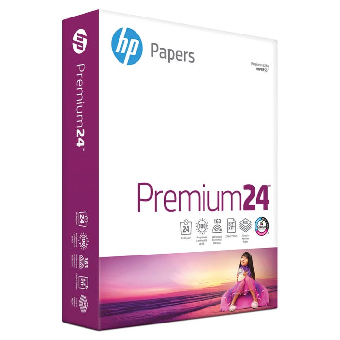 HP Premium Printer Paper, 8-1/2 x 11 Inches, 24 lb, White, 500 Sheets