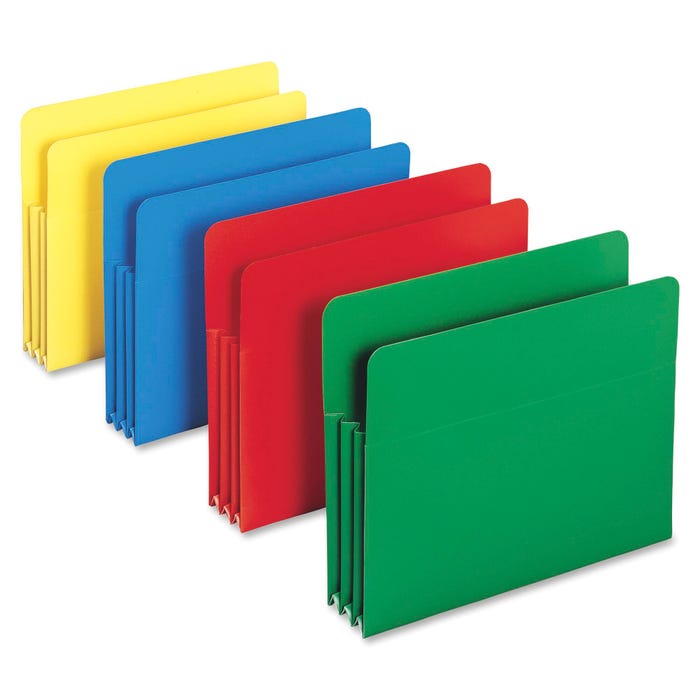 Smead InnDura Expanding File Pocket, Letter Size, 3-1/2 Inch Expansion, Assorted Colors, Pack of 4