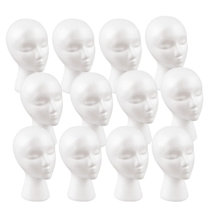 FloraCraft Smooth Foam Heads, 8-1/2 x 6-1/2 x 11 Inches, White, Set of 12