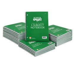 School Smart Spiral Perforated 1 Subject Wide Ruled Notebook, 10-1/2 x 8 Inches, Green, Pack of 24