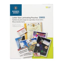 Business Source Laminating Pouches, Letter, 5Mil, 9 x 11-1/2 Inches, Pack of 50, Clear