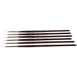 Sax Optimum White Synthetic Taklon Paint Brushes Short, Round, Size 1, Set of 6 1567615