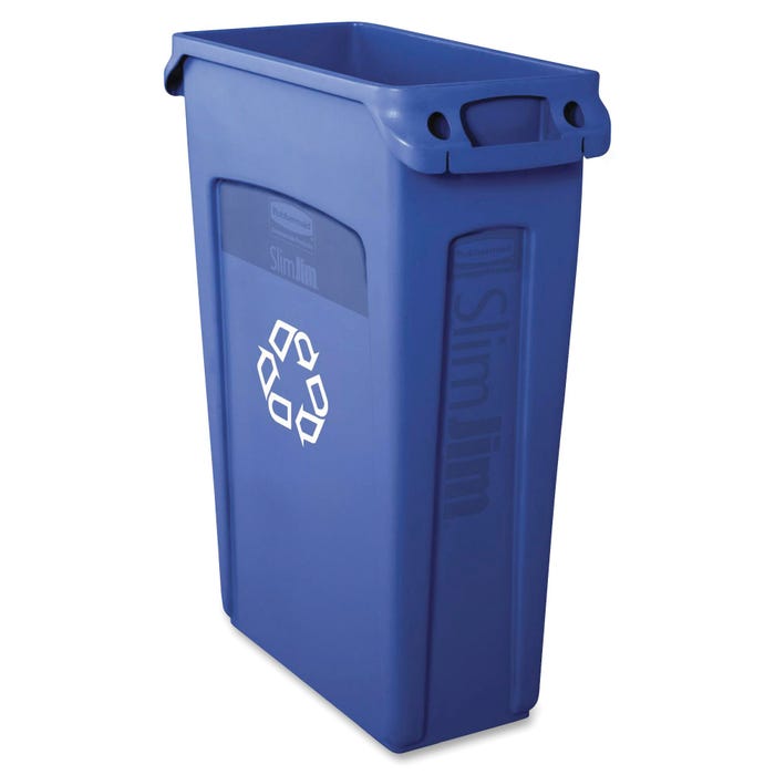 Rubbermaid Comm. Venting Slim Jim Container, 23 Gallon, Blue
