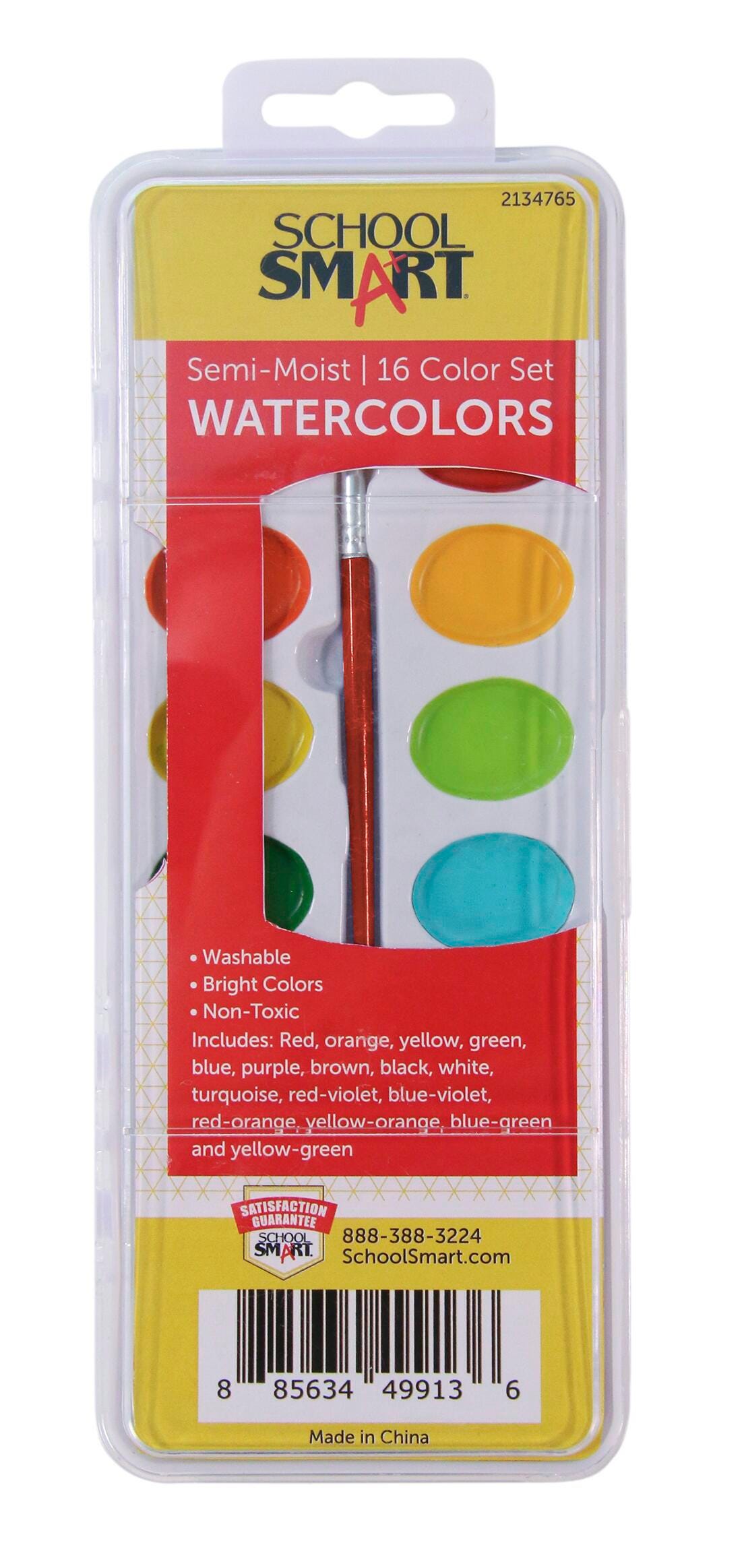 School Smart Watercolor Paint, Assorted 16 Color Pan 2134765