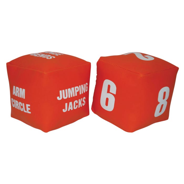 Sportime Physical Education Fitness Dice Set, 4 x 4 Inches, Vinyl, Orange, Set of 2