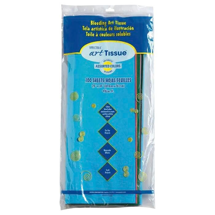 Spectra Deluxe Bleeding Tissue Paper, 20 x 30 Inches, Assorted Colors, Pack of 100