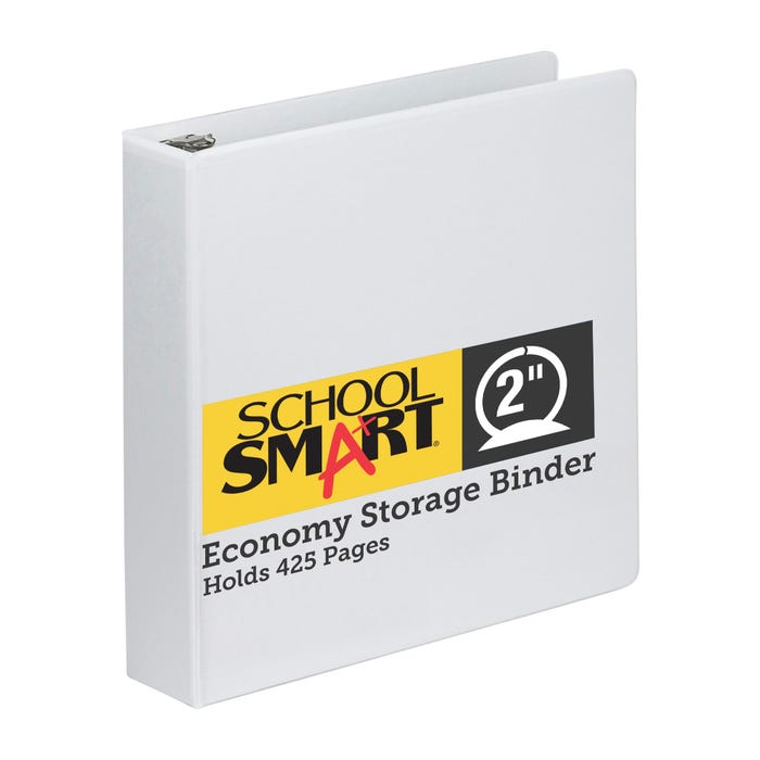 School Smart Round Ring Binder, Polypropylene, 2 Inches, White