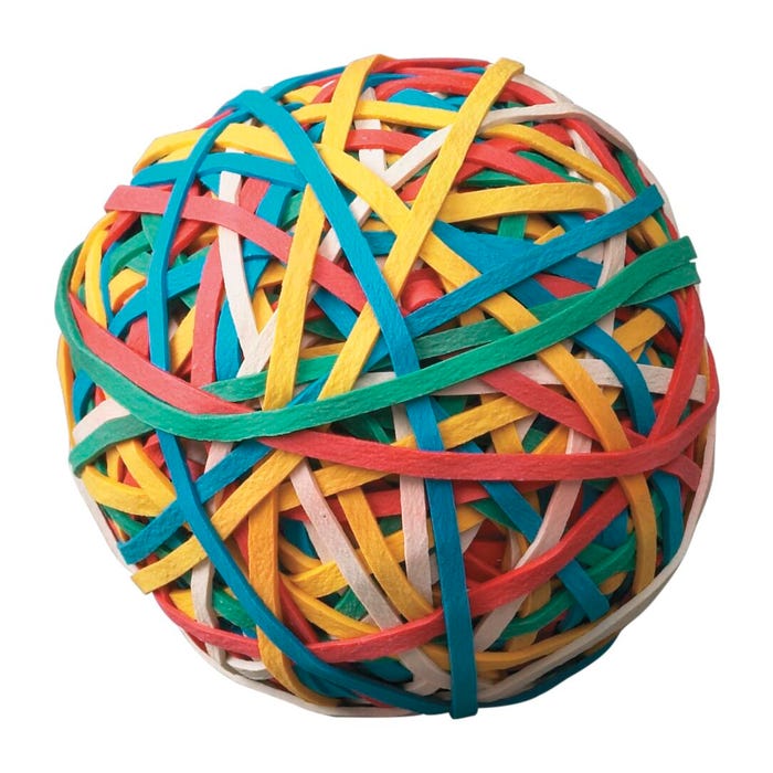 School Smart Rubber Band Ball, Multiple Color