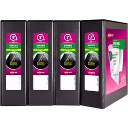 Avery Durable View Binders, 3 Inch, Slant Rings, Black, Pack of 4 2129958