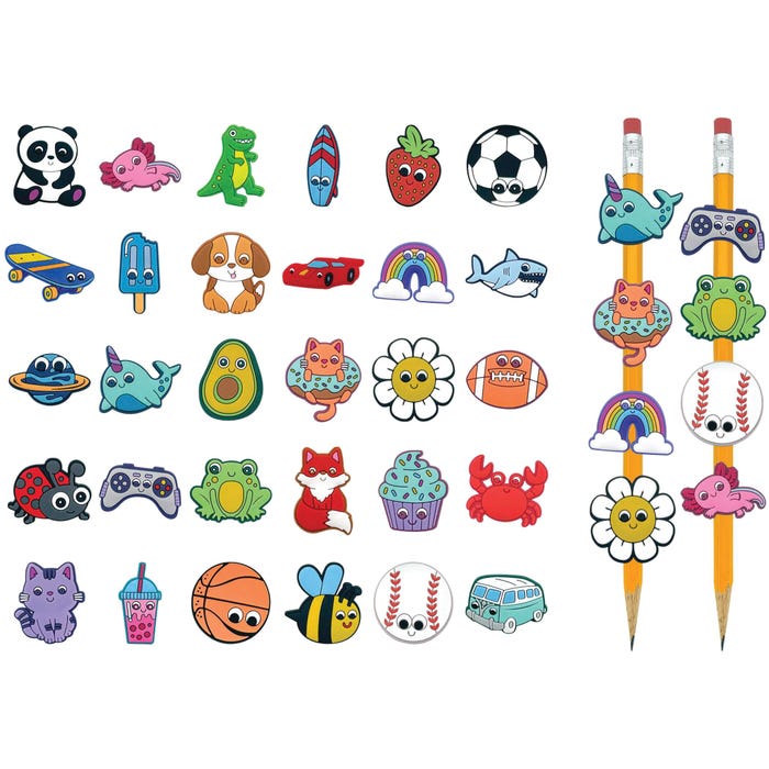 Teacher Created Resources Pencil Charms, Assorted Designs, Pack of 60