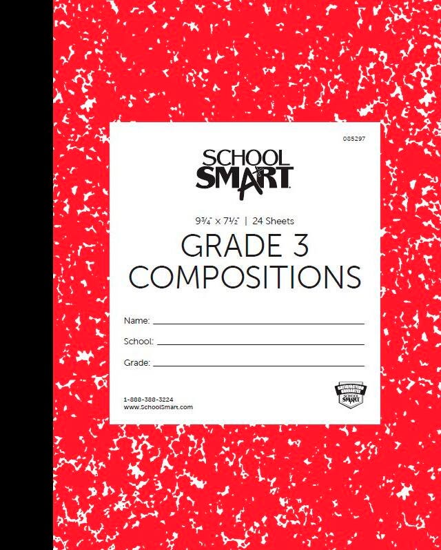 School Smart Skip-A-Line Ruled Composition Book, Grade 3, Red, 48 Pages 085297