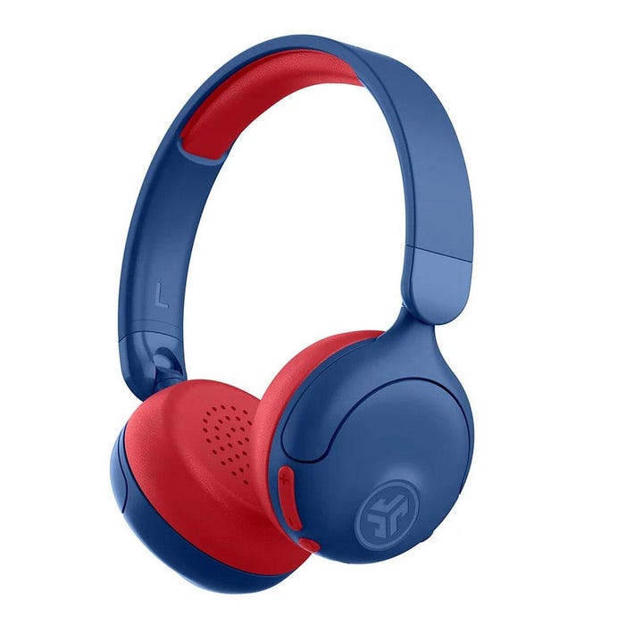 JLAB JBuddies ANC 2-in-1 Wireless + Wired Kids Headphones, Blue/Red