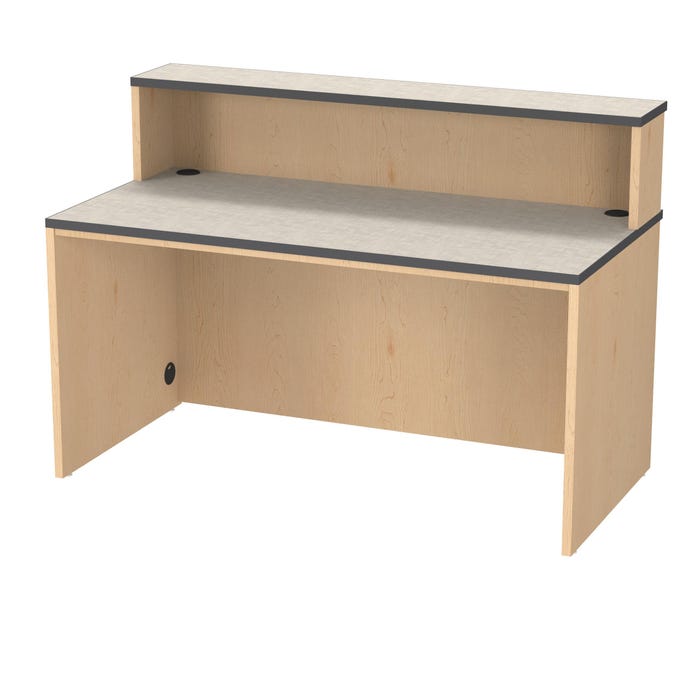 WB Manufacturing Modular Rectangle Circulation Desk with Leveling Glides, 4 Grommets, Transaction Top