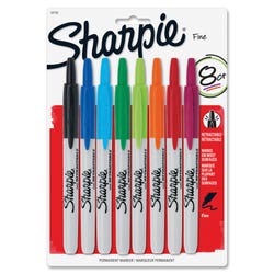 Image for Sharpie Retractable Permanent Markers, Fine Tip, Assorted Colors, Set of 8 from School Specialty