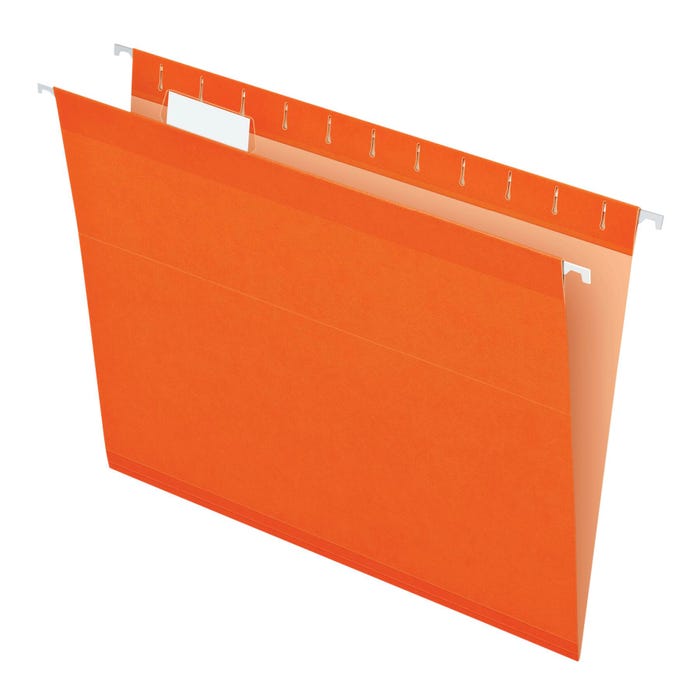 Pendaflex Reinforced Hanging File Folders, 1/5 Cut Tabs, Letter Size, Orange, Pack of 25