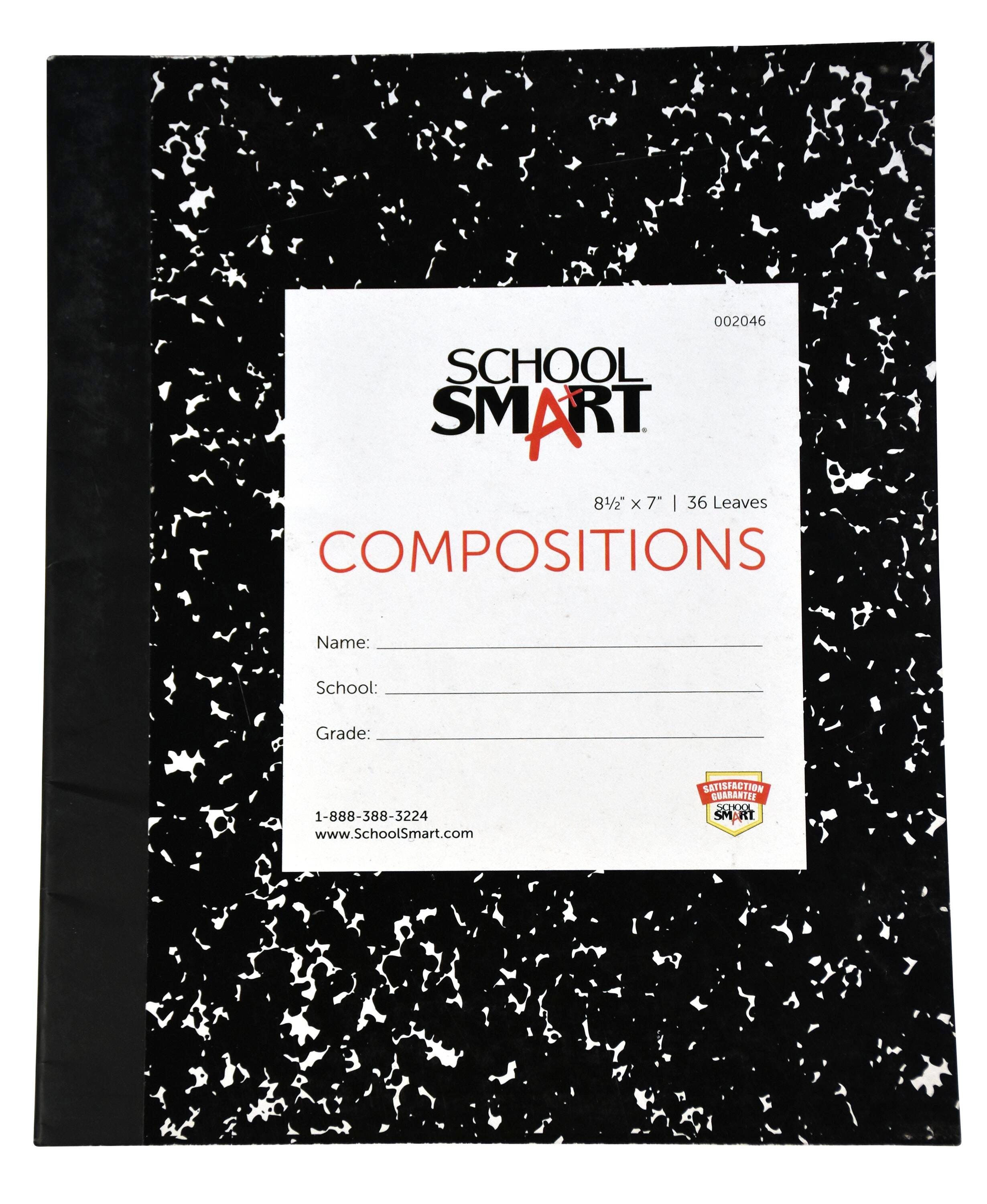 School Smart Flexible Cover Composition Book, 8-1/2 x 7 Inches, 36 Sheets 002046