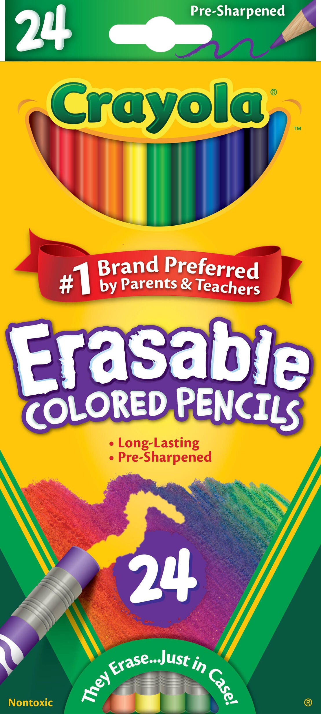 Crayola Erasable Colored Pencils, Assorted Colors, Pack of 24 410559