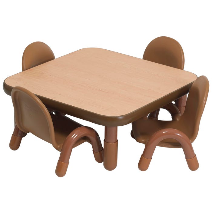 Angeles BaseLine Square Lightweight Toddler Table and Chair Set, 30 x 30 x 12 Inches, Natural, 4 Chairs