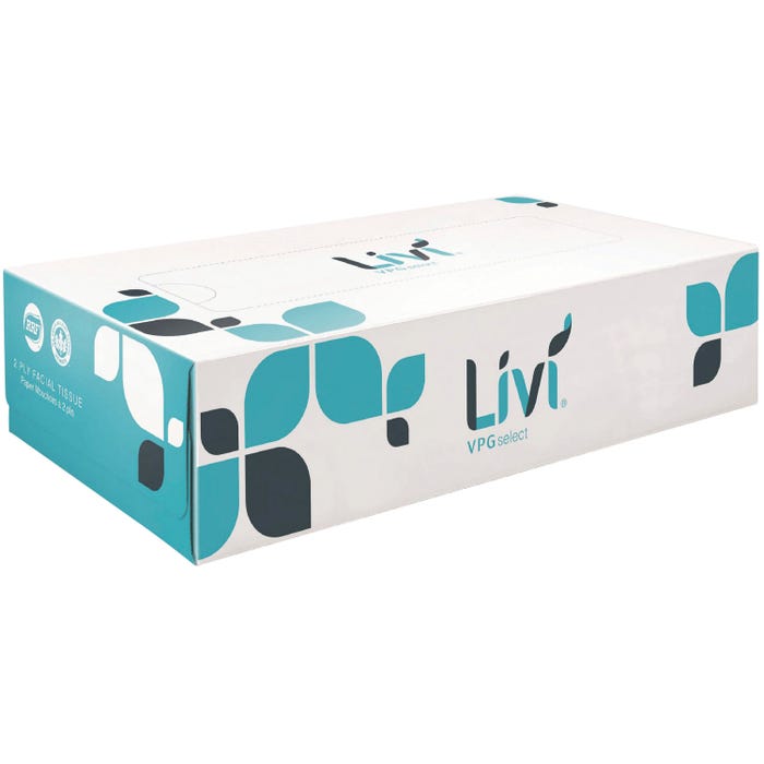 Livi Solaris Paper 2-ply Facial Tissue, 100 Tissues Per Box, Pack of 30 Boxes