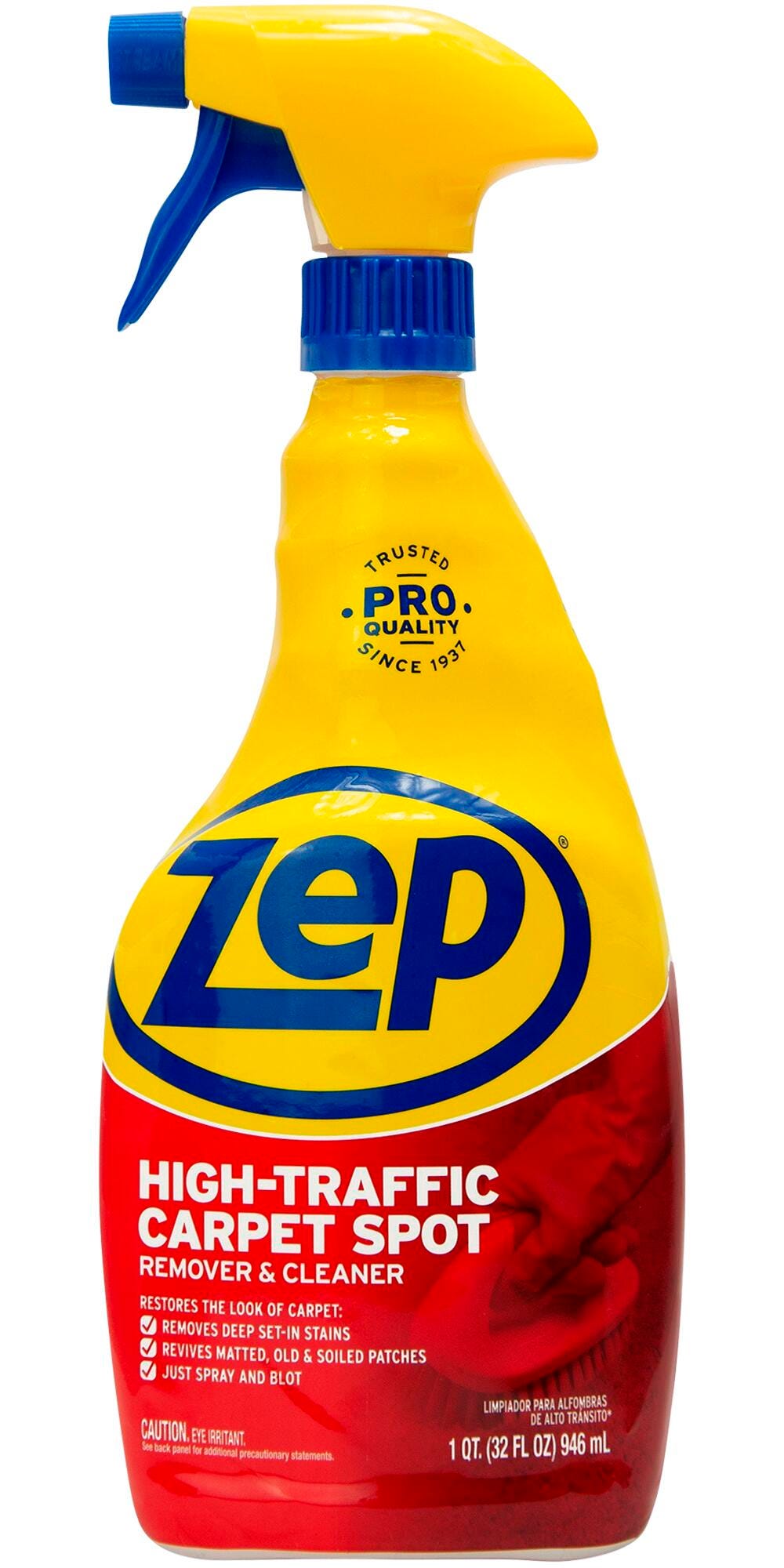 Zep High-Traffic Carpet Spot Remover & Cleaner Spray, 32 Fluid Ounces, Red, Item Number 2009834