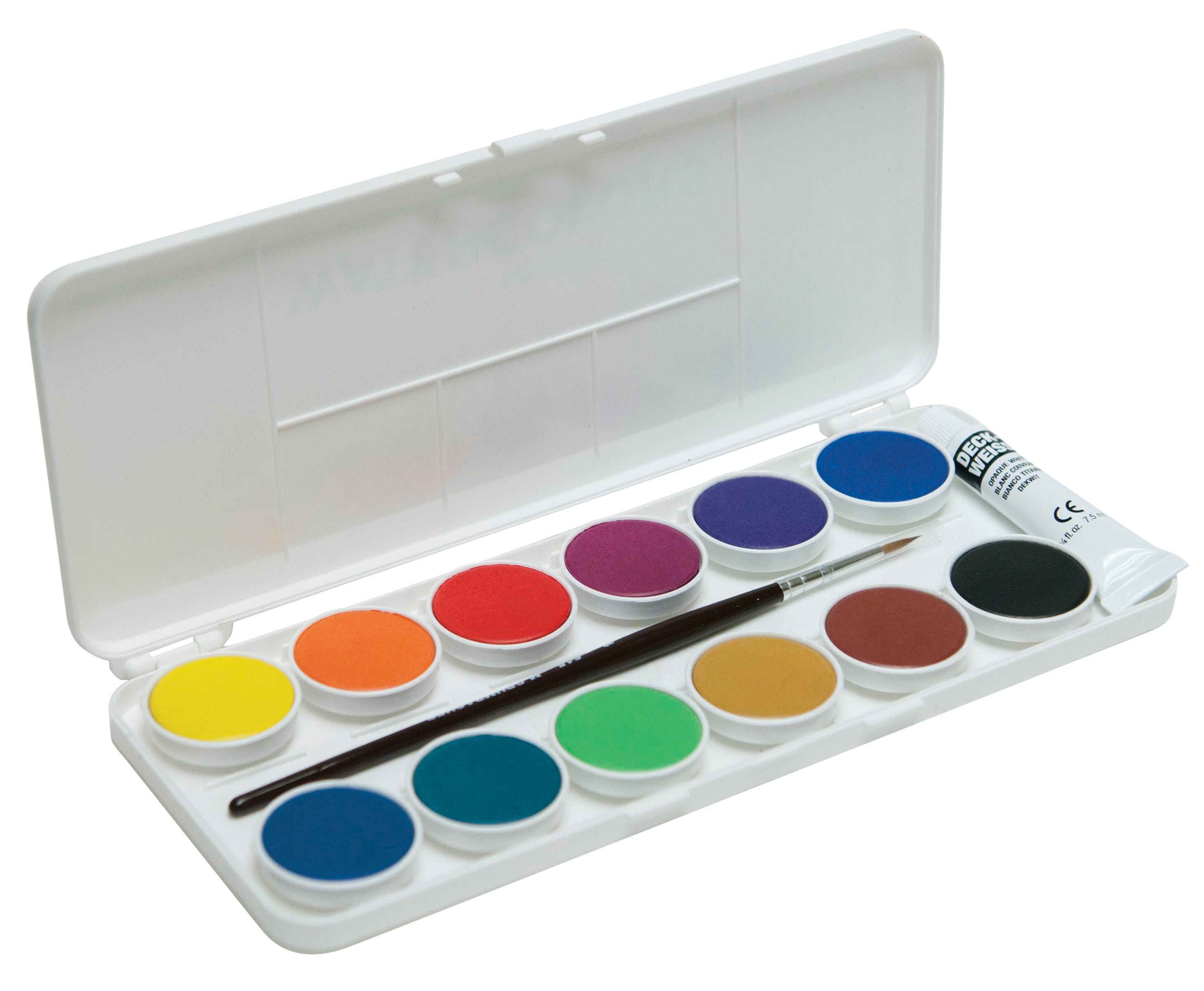 Grumbacher Non-Toxic Watercolor Paint Set with Brush, 12 Assorted Opaque Colors, Item Number 404484