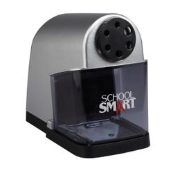 School Smart 6-Hole Electric Pencil Sharpener, 7 x 4-1/2 x 7-3/8 Inches, Black/Silver 091432