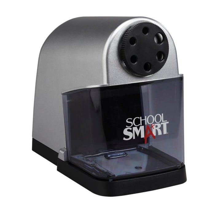 School Smart 6-Hole Electric Pencil Sharpener, 7 x 4-1/2 x 7-3/8 Inches, Black/Silver