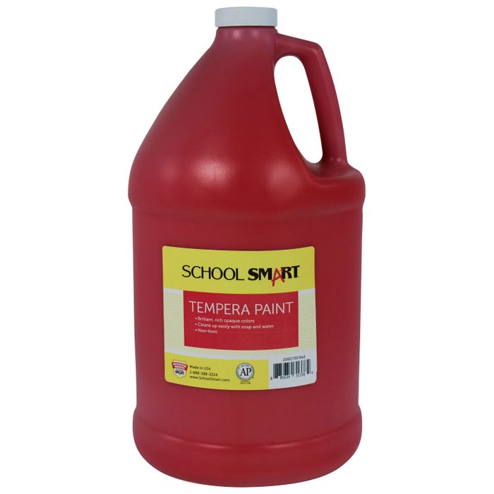 School Smart Tempera Paint, Red, 1 Gallon Bottle