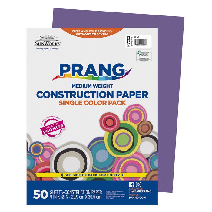 Prang Medium Weight Construction Paper, 9 x 12 Inches, Violet, 50 Sheets