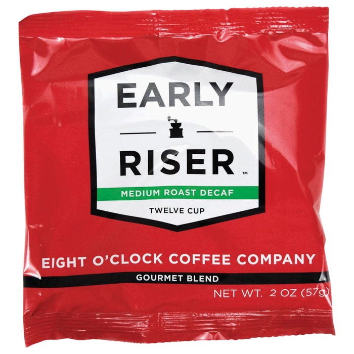 Coffee Pro Eight O'Clock Early Riser Decaf Coffee, Pack of 48