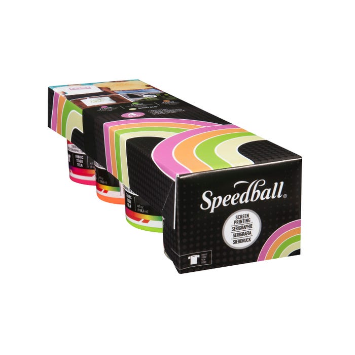 Speedball Non-Toxic Acrylic Screen Printing Ink, 4 Ounces, Assorted Fluorescent Colors, Set of 4