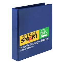School Smart Durable Polypropylene D-Ring Binder, 1-1/2 Inches, Blue