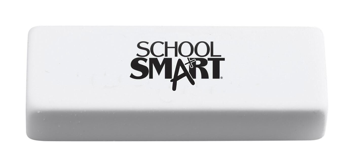 School Smart Vinyl Block Erasers, 2-1/2 x 7/8 x 1/2 Inches, White, Pack of 20 084810