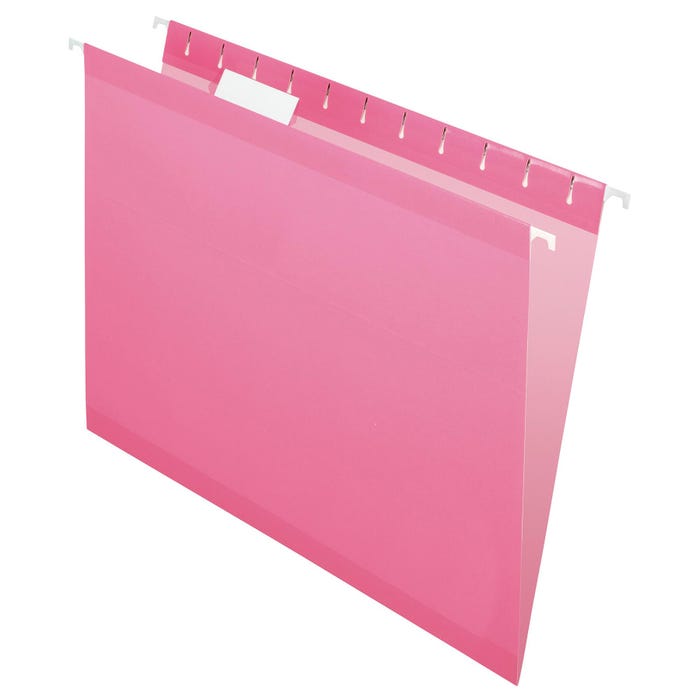Pendaflex Reinforced Hanging File Folders, 1/5 Cut Tabs, Letter Size, Pink, Pack of 25