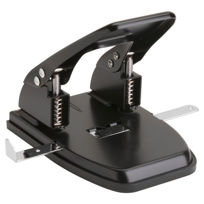 Business Source 2-Hole Punch, 9/32 Inch, 2-3/4 Inch Center, 30 Sheet Cap, Black